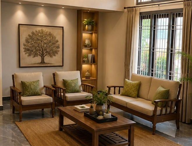 Teak living room detail